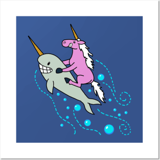 narwhales and unicorns Posters and Art